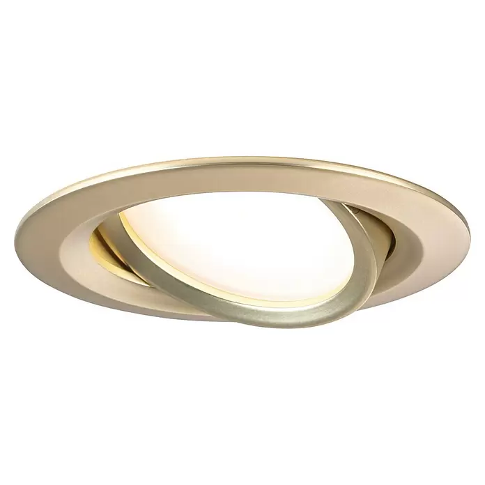 Paulmann Nova LED-Einbauleuchten-Set - 6,5 W, 3 Stk., Warmweiß, Durchmesser: 8,4 cm, Gold - Verstellbarer Einbaustrahler aus satiniertem Nickel mit diffusem warmweißem Licht.