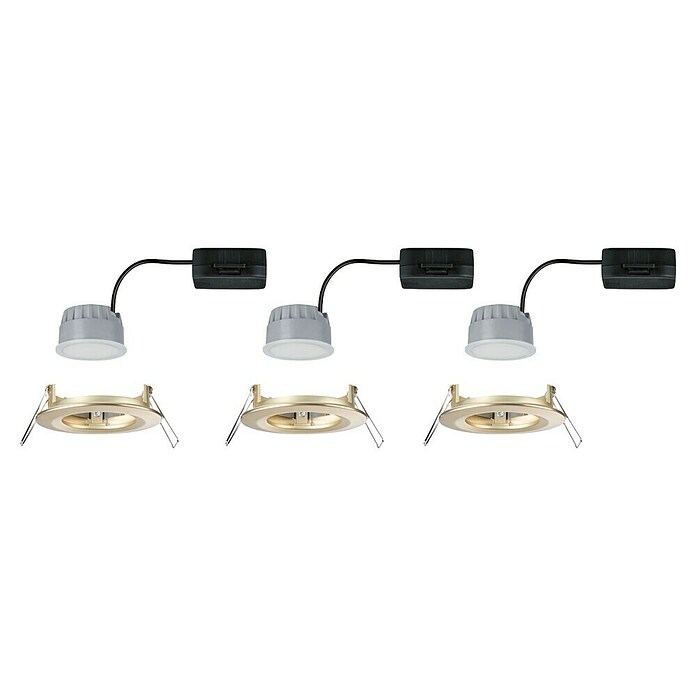Paulmann Nova Set de focos LED empotrables redondos Coin 3-Stepdim (3 W, Oro, 3 ud., Blanco cálido) | BAUHAUS