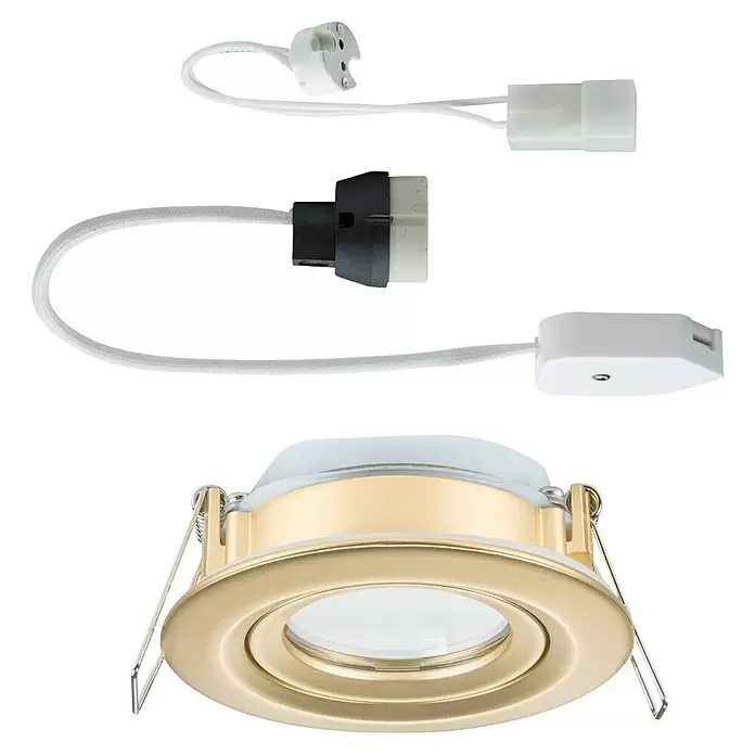 Paulmann Nova LED-Einbauleuchte rund Plus - 6,5 W, Ø x H: 9,3 x 4,5 cm, Gold - Goldener Einbaustrahler mit klarer Linse, dazu passende Stromkabel und Anschlüsse.