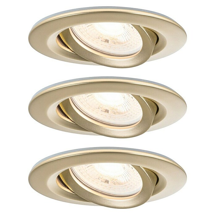 Paulmann Nova Set de focos LED empotrables Nova Coin (7 W, Blanco cálido, IP65, 3 ud., Oro) | BAUHAUS