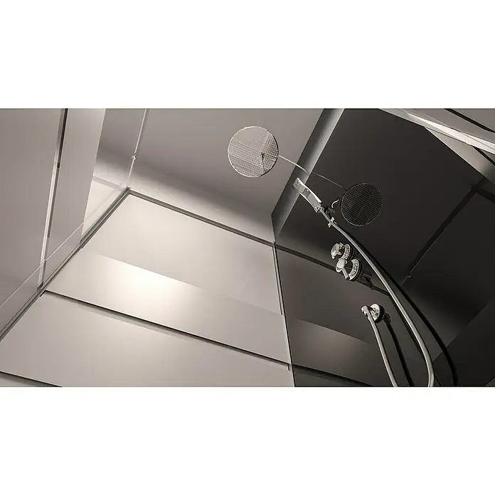 Aurlane Komplettdusche Study 90 - 90 x 90 x 225 cm, Schwarz/Grau/Silber - Elegantes Duschsystem in Schwarzweiß, mit Kopf- und Handbrause, sowie modernem Design für ein luxuriöses Duscherlebnis.