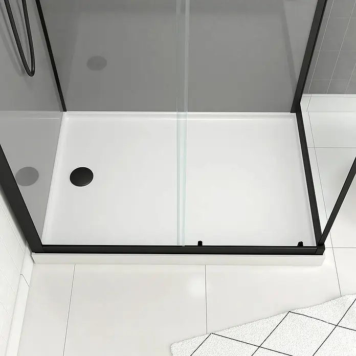 Aurlane Komplettdusche Grey Touch Rectangle - 80 x 110 x 215 cm, Grau/Schwarz/Weiß - Duschkabine mit schwarzem Rahmen und weißer Duschwanne. Elegantes Design für moderne Badezimmer, hochwertige Materialien und Verarbeitung.