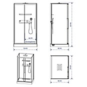 Aurlane Komplettdusche Phantom 3 (90 x 115 x 217 cm, Weiß/Schwarz) | BAUHAUS