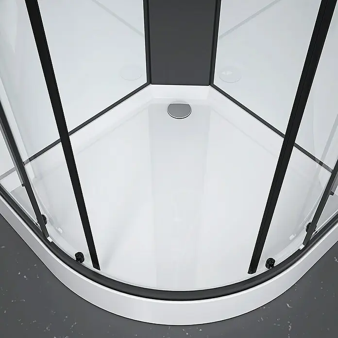 Aurlane Komplettdusche Black & White - 85 x 85 x 200 cm, Weiß/Schwarz - Schwarze Umrandung und weiße Duschtasse. Modernes Design mit klaren Linien für ein stilvolles Badezimmer.