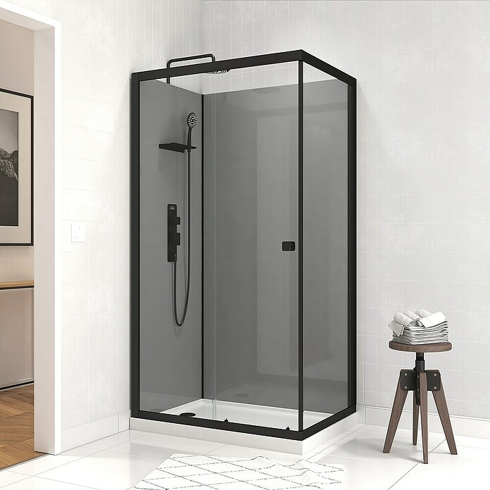 Aurlane Cabina de ducha Touch Rectangle (80 x 110 x 215 cm, Negro) | BAUHAUS