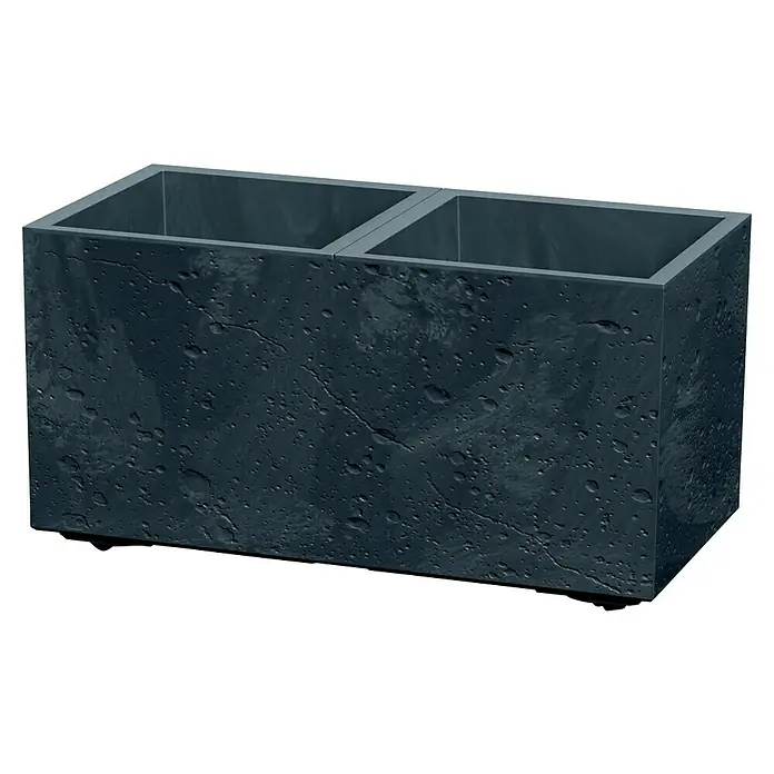 Lienbacher Pflanztopf Sierra Case - Außenmaß (L x B x H): 57 x 28 x 28 cm, Kunststoff, Anthrazit - Doppelter Pflanzkasten in dunklem Steindesign. Perfekt für Garten, Balkon oder Terrasse, um Pflanzen stilvoll zu präsentieren.