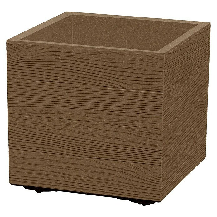 Lienbacher Pflanzkübel eckig Madera Square Eco (L x B x H: 38 x 38 x 38 cm, Kunststoff, Natur) | BAUHAUS