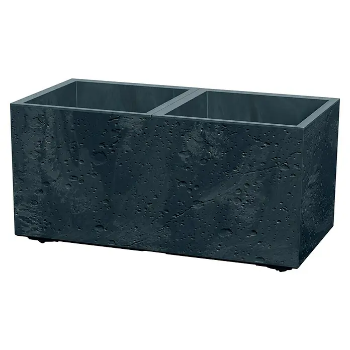 Lienbacher Pflanztopf Sierra Case - Außenmaß (L x B x H): 77 x 38 x 38 cm, Kunststoff, Anthrazit - Rechteckiger Pflanzkasten mit zwei Fächern, gefertigt aus robustem Material mit rauer, steinähnlicher Oberfläche. Ideal für Garten und Terrasse.