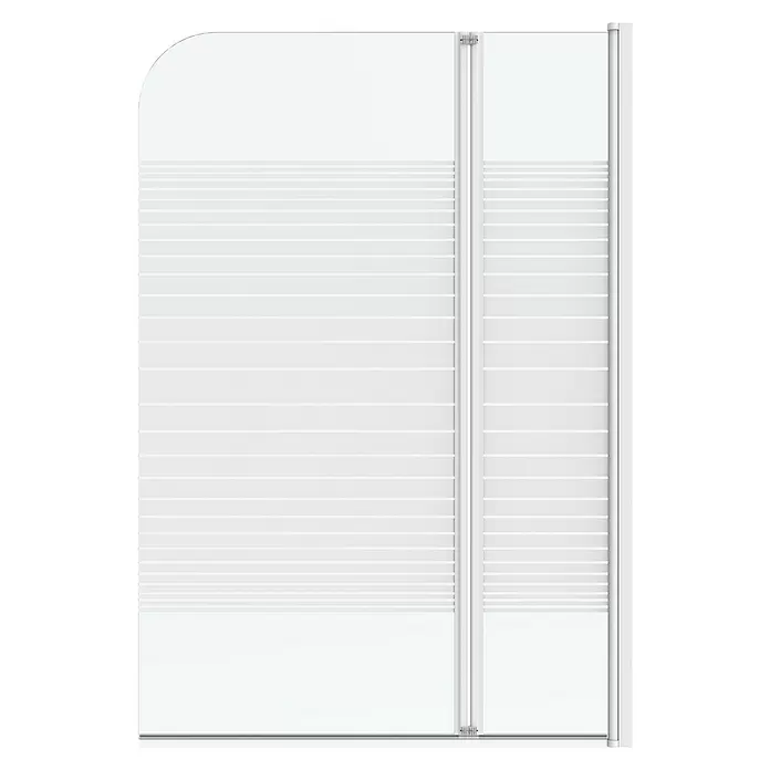 Aurlane Badewannenaufsatz White Elegance - B x H: 120 x 140 cm, 2 Stk., Weiß - Klare Duschabtrennung mit mattierten Querstreifen, abgerundeter oberer Ecke und vertikalen Profilen.