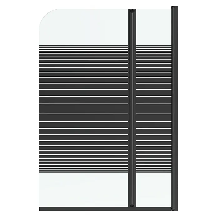 Aurlane Badewannenaufsatz Black Lines - B x H: 100 x 140 cm, 2 Stk., Schwarz - Duschabtrennung mit horizontalen Streifen und abgerundeter Ecke, ideal für moderne Badezimmerdesigns.