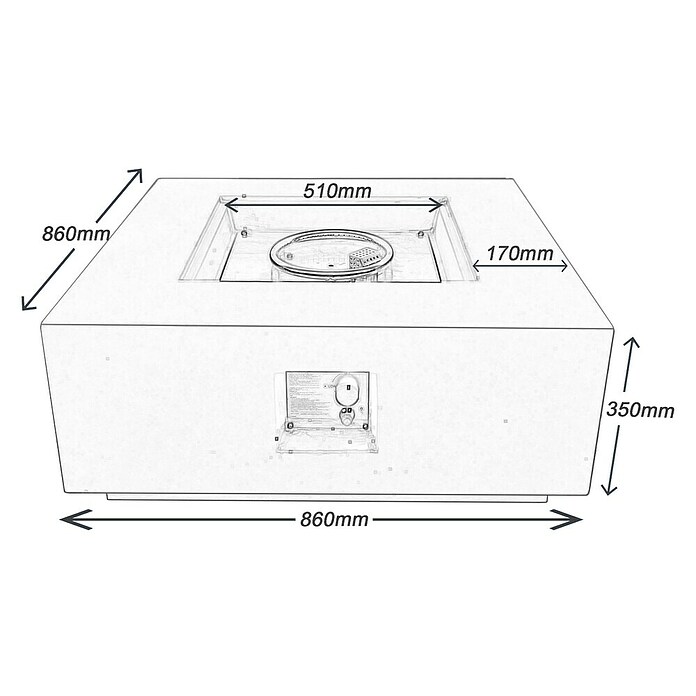 Nora Flames Brasero de gas Loa (16 kW, L x An x Al: 86 x 86 x 35 cm, Acero, Negro) | BAUHAUS