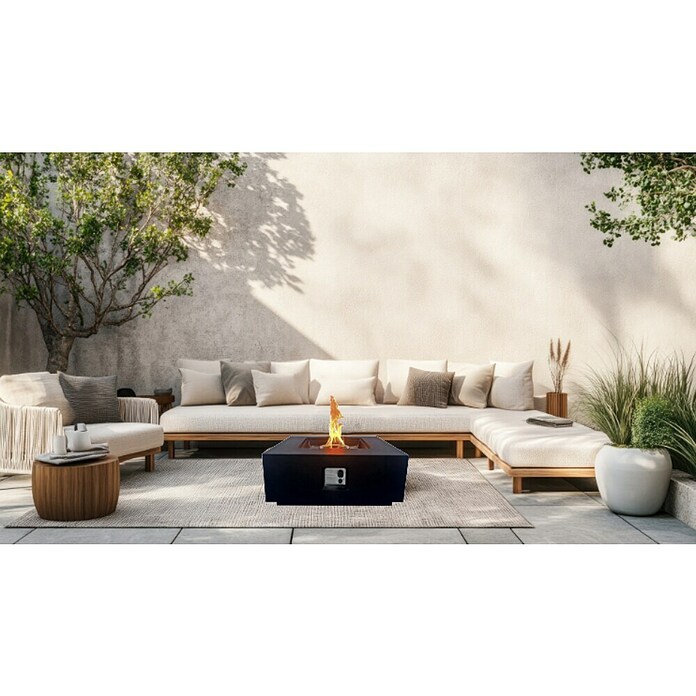 Nora Flames Brasero de gas Loa (16 kW, L x An x Al: 86 x 86 x 35 cm, Acero, Negro) | BAUHAUS