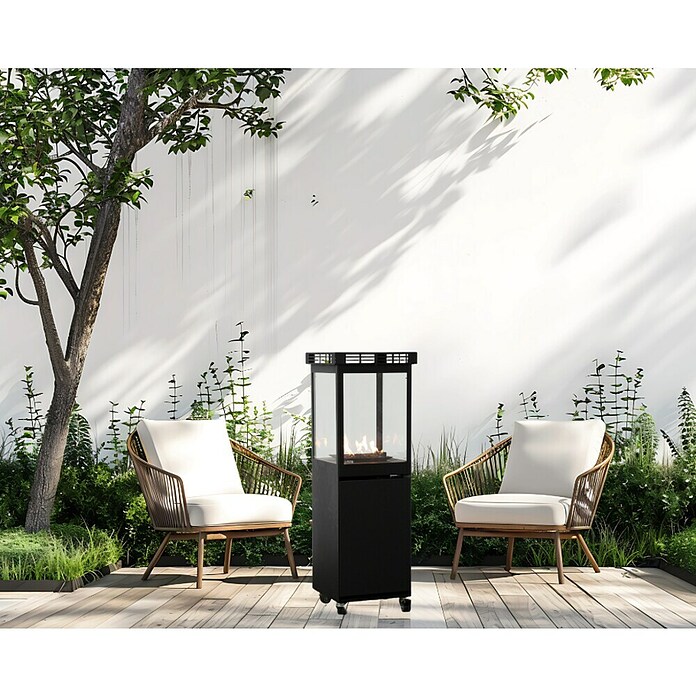 Nora Flames Estufa de exterior de gas Mavros (8 kW, Altura: 128,5 cm, Negro) | BAUHAUS