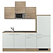 Flex-Well Samoa Singleküche mit Mikrowelle (Breite: 210 cm, Weiß/Braun, Mit Elektrogeräten) | BAUHAUS