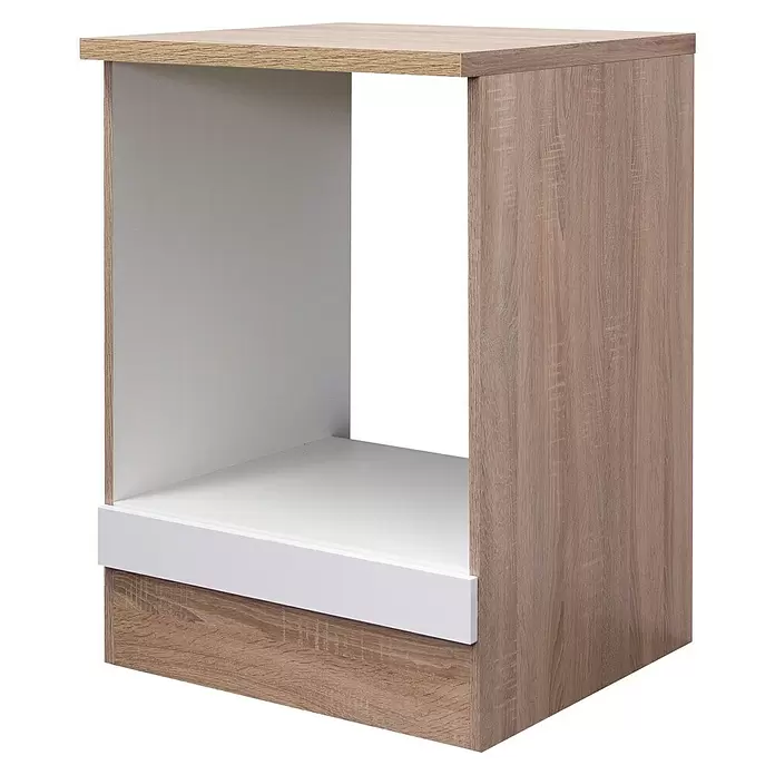 Flex-Well Samoa Herdumbauschrank Samoa - B x T x H: 60 x 60 x 85 cm, Weiß - Heller Holzschrank mit offenem weißen Fach, geeignet für Gerät oder Aufbewahrung.