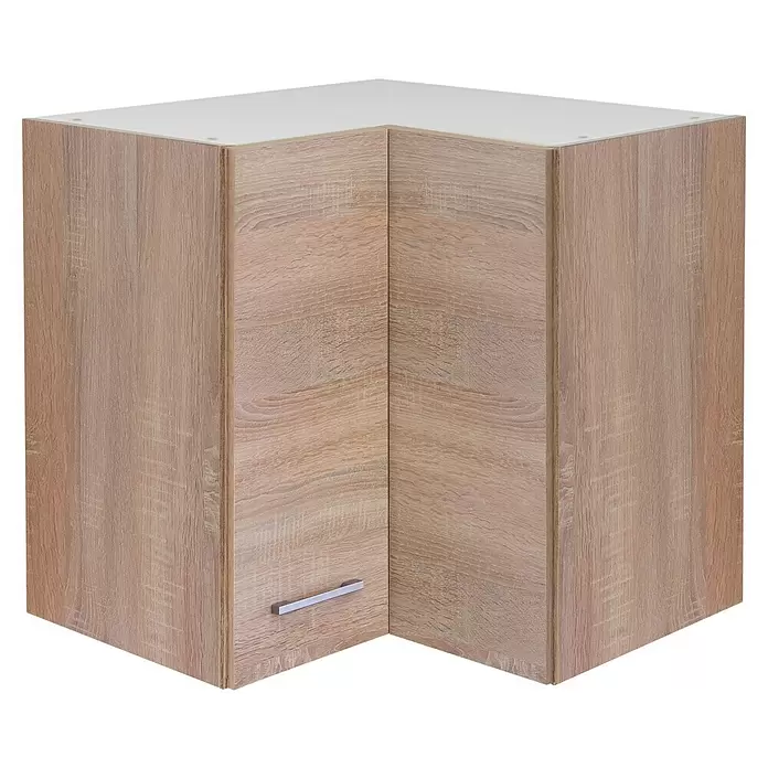Flex-Well Samoa Eck-Hängeschrank Samoa - B x T x H: 60 x 32 x 54,8 cm, Weiß - Eckküchenschrank aus hellem Holz mit weißer Platte.