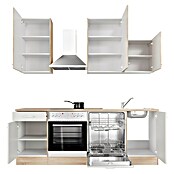 Flex-Well Samoa Küchenzeile Typ 1 (Breite: 220 cm, Höhe: 234 cm, Weiß/Braun, Mit Elektrogeräten) | BAUHAUS