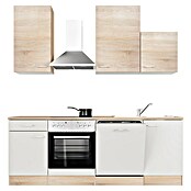 Flex-Well Samoa Küchenzeile Typ 1 (Breite: 220 cm, Höhe: 234 cm, Weiß/Braun, Mit Elektrogeräten) | BAUHAUS