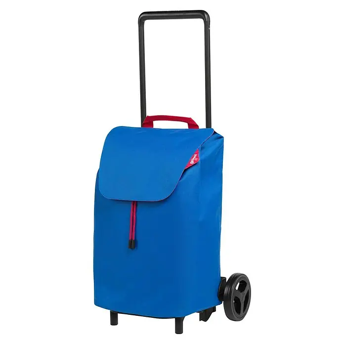 Gimi Einkaufstrolley Easy - Traglast: 30 kg, Blau - Blau-roter Einkaufstrolley mit Rollen und Griff, ideal für den Transport von Einkäufen und anderen Gegenständen. Praktisch und stilvoll.