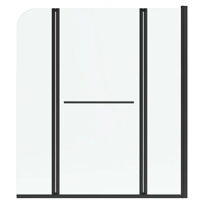 Aurlane Badewannenaufsatz Black Spirit - B x H: 125 x 140 cm, 3 Stk., Schwarz - Abbildung einer Duschkabine mit schwarzem Rahmen und Griff, die modernes Design und Funktionalität für jedes Badezimmer bietet.