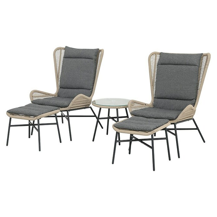 Conjunto de muebles Frida (5 pzs., Acero/Textiline, Antracita/Marrón) | BAUHAUS