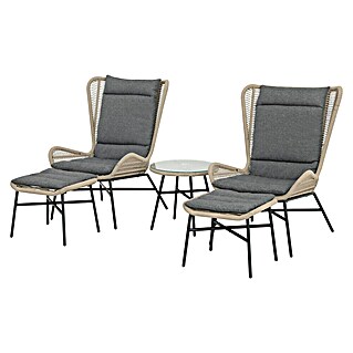 Conjunto de muebles Frida (5 pzs., Acero/Textiline, Antracita/Marrón)
