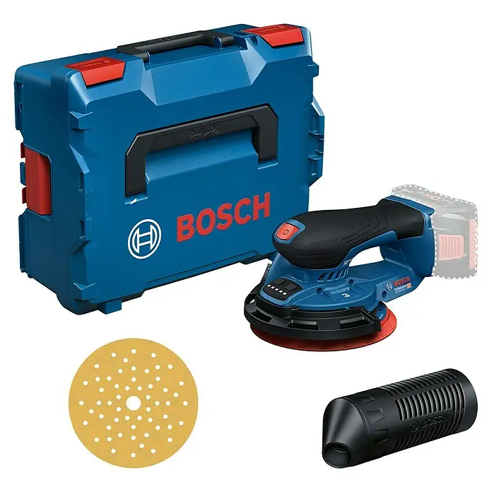 Bosch Professional AMPShare 18V Akku-Exzenterschleifer GEX 18V-150-3 - 18 V, Ohne Akku, Durchmesser Schleifteller: 150 mm - Bosch Exzenterschleifer mit Zubehör und Transportkoffer. Ideal für professionelle Schleifarbeiten mit hoher Leistung und Komfort.