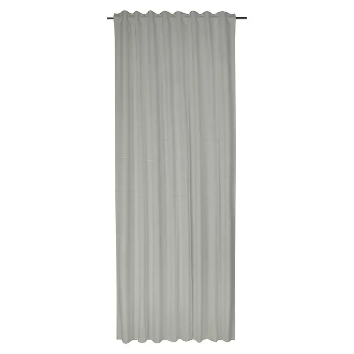 Elbersdrucke Thermovorhang Embrace - B x H: 140 x 255 cm, 100 % Polyester, Beige - Heller, grauer Stoffvorhang mit feiner horizontaler Textur, an einer Stange hängend.