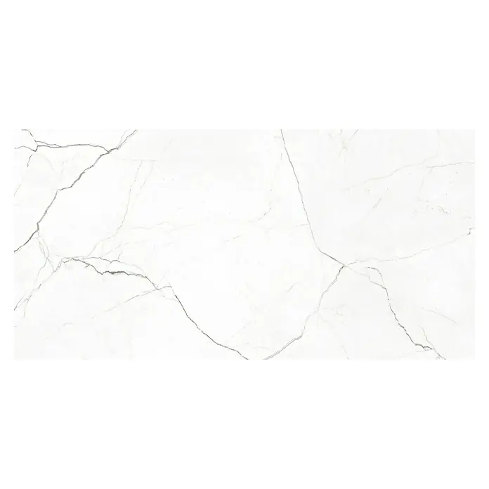 Pavimento porcelánico Lincon - 60 x 120 cm, Blanco, Mate, Rectificado - Losa de mármol claro con delicadas vetas grises. Diseño elegante para interiores con estilo y aplicaciones de superficie exclusivas.