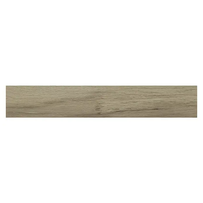 Pavimento porcelánico Kenia - 20 x 120 cm, Natural, Mate, Rectificado - Primer plano de una baldosa con efecto de madera en tonos tierra suaves, prometiendo un ambiente natural y cálido para cualquier estancia.