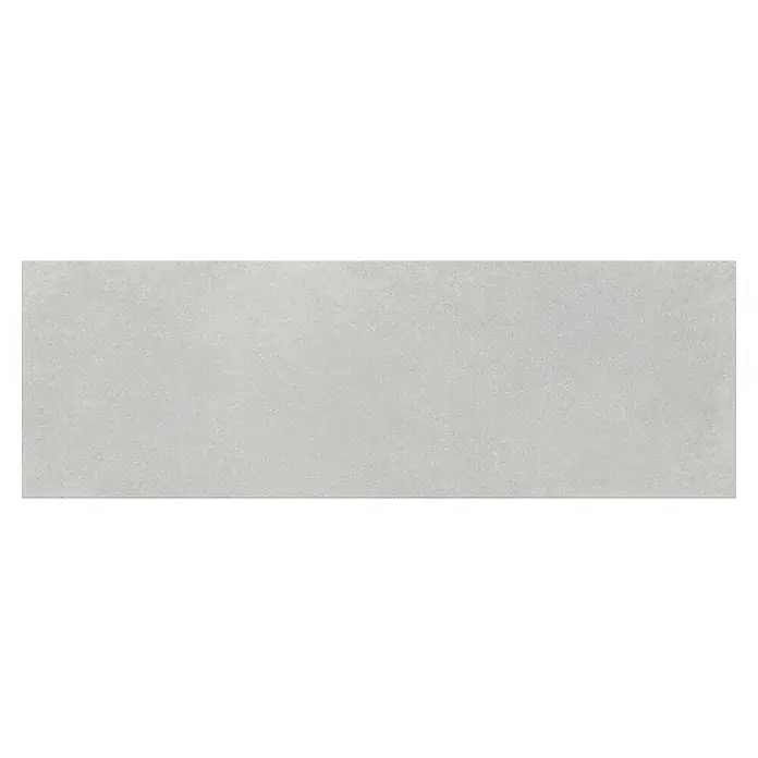 Revestimiento de pared Weekend - 30 x 90 cm, Gris, Mate, Rectificado - Un panel liso de color gris claro con una superficie sutilmente texturizada, perfecto para interiores modernos y diseños minimalistas.