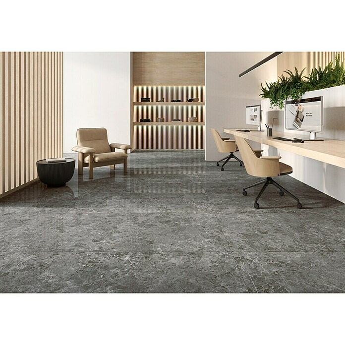 BHS Showroom Pavimento porcelánico Marais Slim (80 x 160 cm, Grafito, Brillante, Rectificado) | BAUHAUS