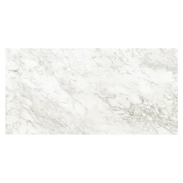BHS Showroom Pavimento porcelánico Marble Paonazzo Slim - 80 x 160 cm, Blanco, Brillante, Rectificado - Elegante losa de mármol con delicadas vetas grises. Perfecta para encimeras o revestimientos de pared con un toque lujoso y elegante.