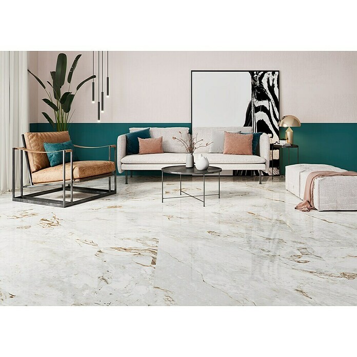 BHS Showroom Pavimento porcelánico Mármore Paraná (90 x 90 cm, Blanco, Mate, Rectificado) | BAUHAUS