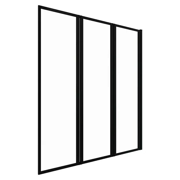 Aurlane Badewannenaufsatz Triple - B x H: 125 x 143 cm, 3 Stk., Schwarz - Drei schwarze Raumteiler mit weißen Paneelen. Ideal für moderne Büros oder Wohnräume, bieten Privatsphäre und Struktur.