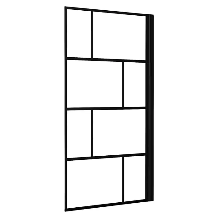 Aurlane Badewannenaufsatz Bricks - B x H: 75 x 125 cm, 1 Stk., Schwarz - Schwarze Duschwand mit klaren Glaspaneelen, die ein modernes und elegantes Badezimmerdesign präsentieren.