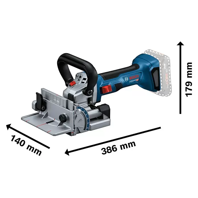 Bosch Professional AMPShare 18V Akku-Flachdübelfräse GFF 18V-22 - 18 V, Ohne Akku, Leerlaufdrehzahl: 11.000 U/min - Bosch GFF 18V-20 Professional Akku-Flachdübelfräse, blau-grau, 386x140x179mm.