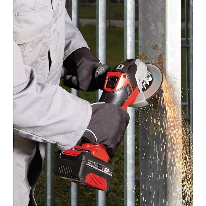 Einhell Power X-Change 18V Amoladora angular de batería TC-AG 18/115 Li (18 V, 1 batería, 4 Ah, Diámetro disco: 115 mm) | BAUHAUS