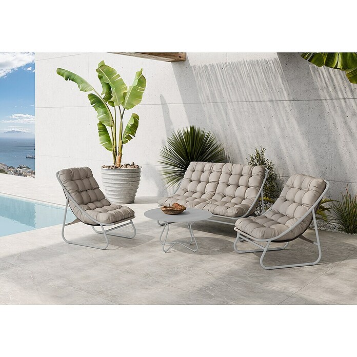Conjunto de muebles Formentera (4 pzs., Acero/Olefina, Gris/Blanco) | BAUHAUS