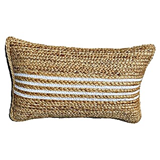 Cojín Yute Rayas (Natural/Blanco, 50 x 30 cm, 80% yute 20% algodón)