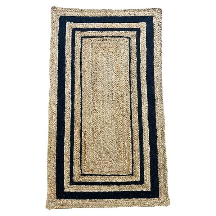 Alfombra de yute Raya Encua (Natural/Negro, 150 x 80 cm, 80% yute 20% algodón) | BAUHAUS