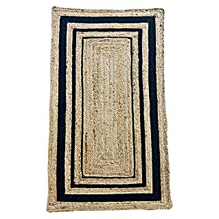 Alfombra de yute Raya Encua (Natural/Negro, 110 x 60 cm, 80% yute 20% algodón)