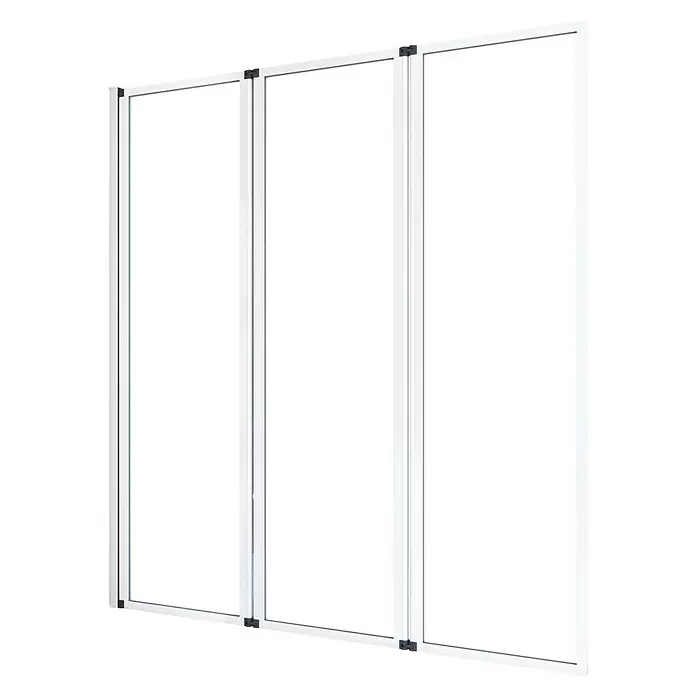 Aurlane Badewannenaufsatz Triple - B x H: 125 x 143 cm, 3 Stk., Weiß - Weiß gerahmte modulare Trennwand mit drei transparenten Paneelen und schwarzen Verbindern.