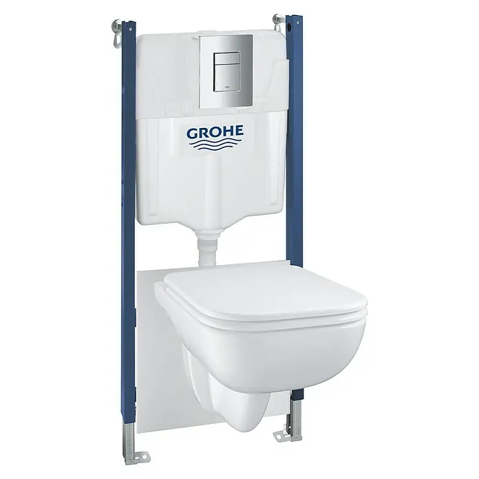 Grohe WC-Vorwandelement - 2-Mengen-Spülung, L x B x H: 12 x 50 x 113,5 cm - Ein modernes, wandhängendes Grohe WC-System in Weiß und Blau, das Funktionalität und elegantes Design vereint.