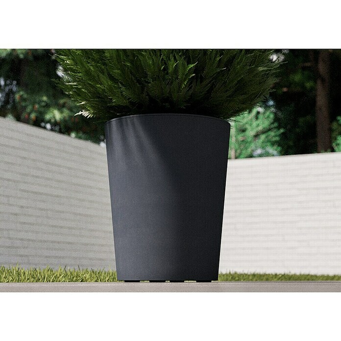 Deroma Millennium Pflanzkübel rund (Außenmaß (Ø x H): 43,5 x 53,5 cm, Kunststoff, Ashgrey, Aus recyceltem Kunststoff) | BAUHAUS