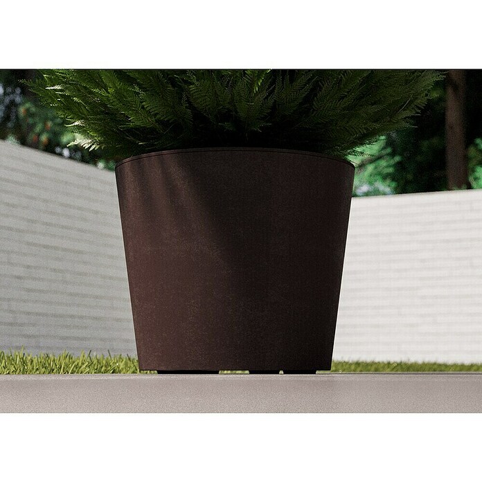 Deroma Pflanzkübel rund Millennium (Außenmaß (Ø x H): 59 x 49 cm, Kunststoff, Brownstone) | BAUHAUS