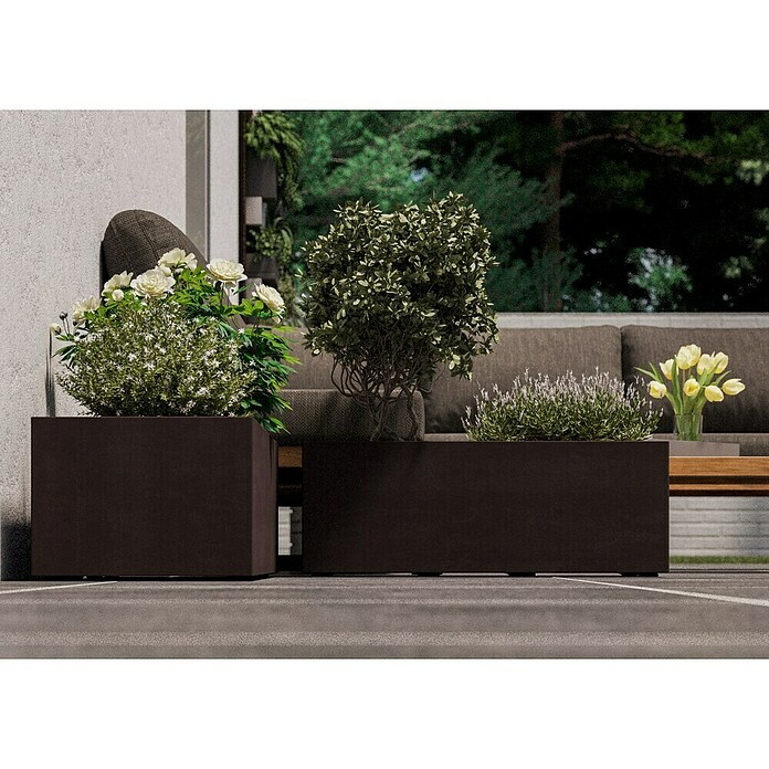 Deroma Millennium Pflanzkasten (Außenmaß (L x B x H): 79 x 39 x 39 cm, Kunststoff, Anthrazit) | BAUHAUS