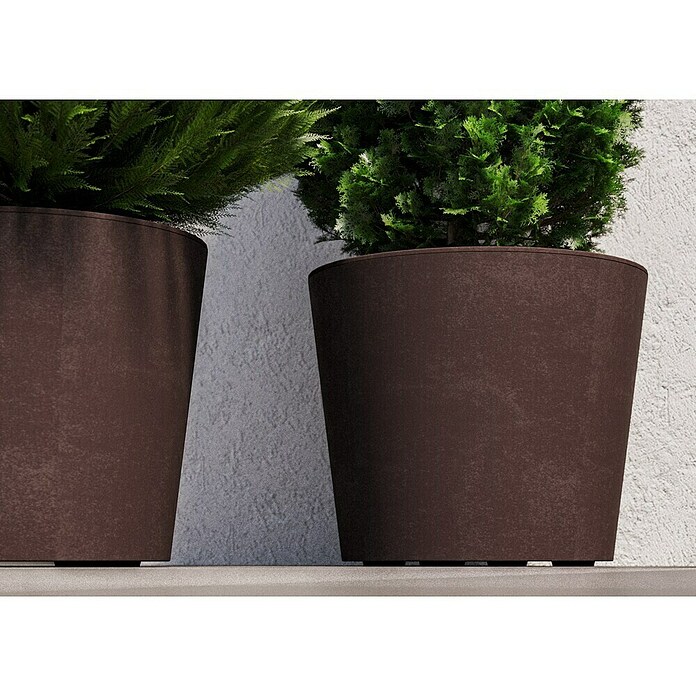 Deroma Pflanzkübel rund Millennium (Außenmaß (Ø x H): 59 x 49 cm, Kunststoff, Brownstone) | BAUHAUS