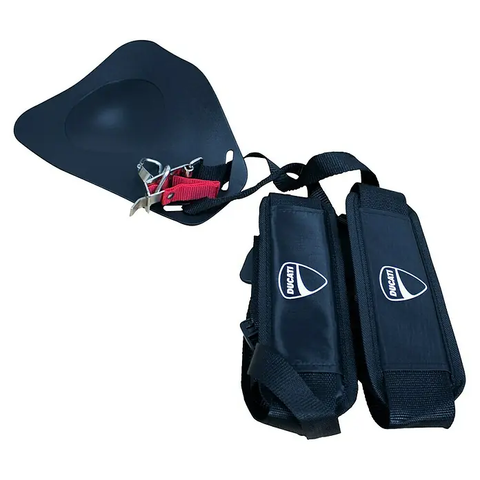 Ducati Desbrozadora de gasolina DBC5200 - 2,2 kW, 51,7 cm³, Ancho de corte hilo: 42 cm, Ancho de corte cuchilla: 25,5 cm - Correa de transporte Ducati para desbrozadora, con almohadillas para mayor comodidad. Su diseño ergonómico distribuye el peso.