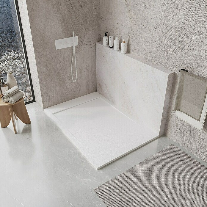Plato de ducha aligerado Volga (L x An: 90 x 190 cm, Carga mineral, Blanco) | BAUHAUS